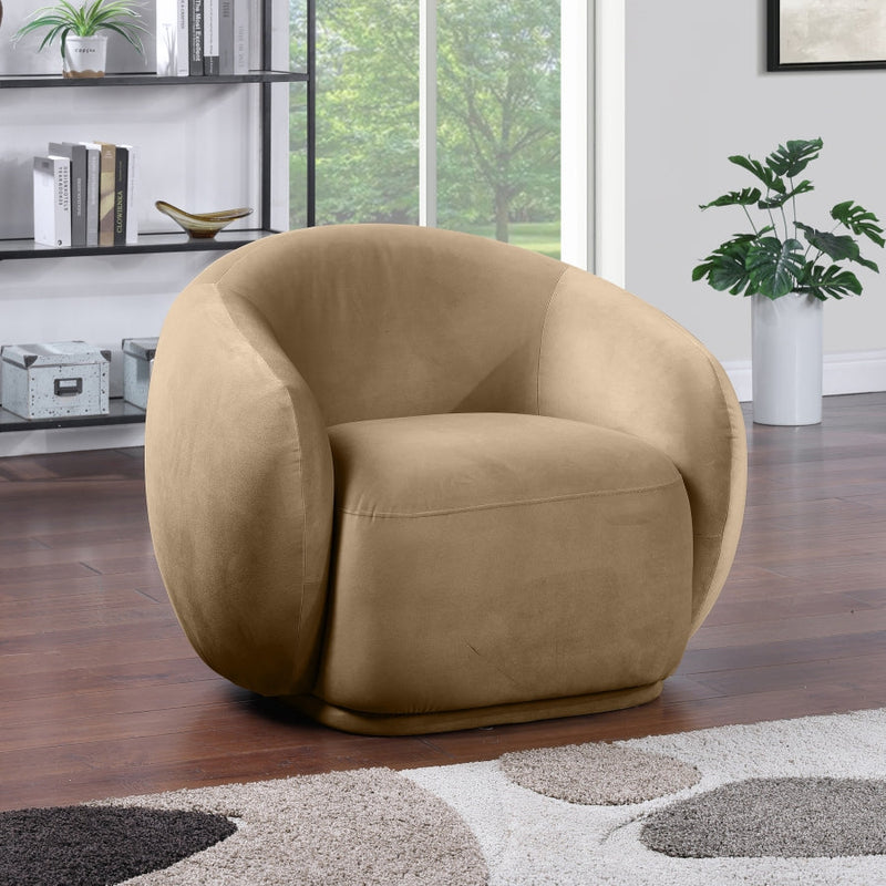 Emery Velvet Upholstered Accent Chair in Beige - 44044Beige-C