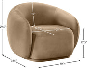 Emery Velvet Upholstered Accent Chair in Beige - 44044Beige-C