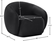 Emery Velvet Upholstered Accent Chair in Black - 44044Black-C