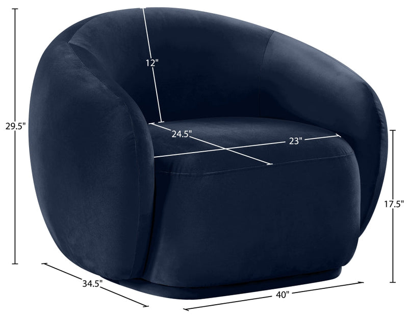 Emery Velvet Upholstered Accent Chair in Blue - 44044Navy-C