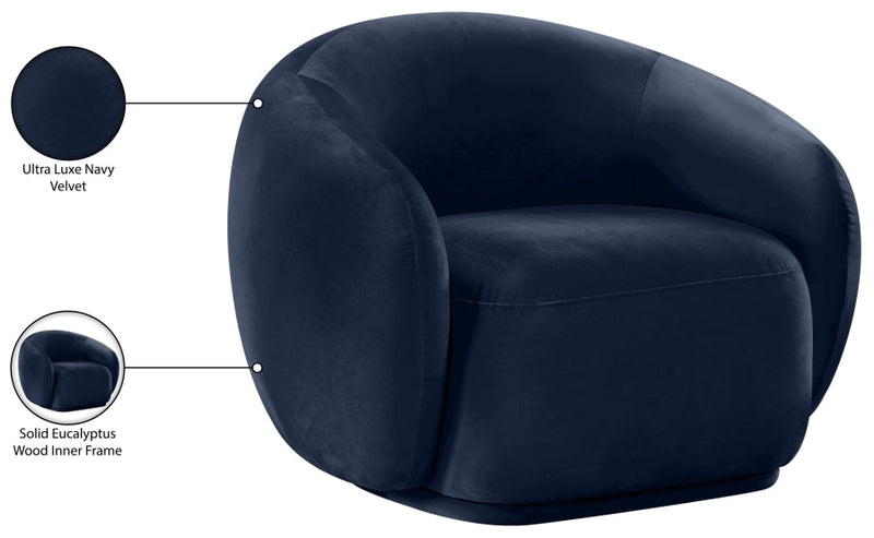 Emery Velvet Upholstered Accent Chair in Blue - 44044Navy-C