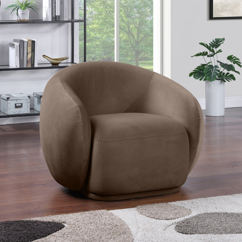 Emery Velvet Upholstered Accent Chair in Brown - 44044Brown-C