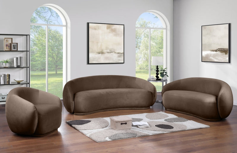 Emery Velvet Upholstered Accent Chair in Brown - 44044Brown-C