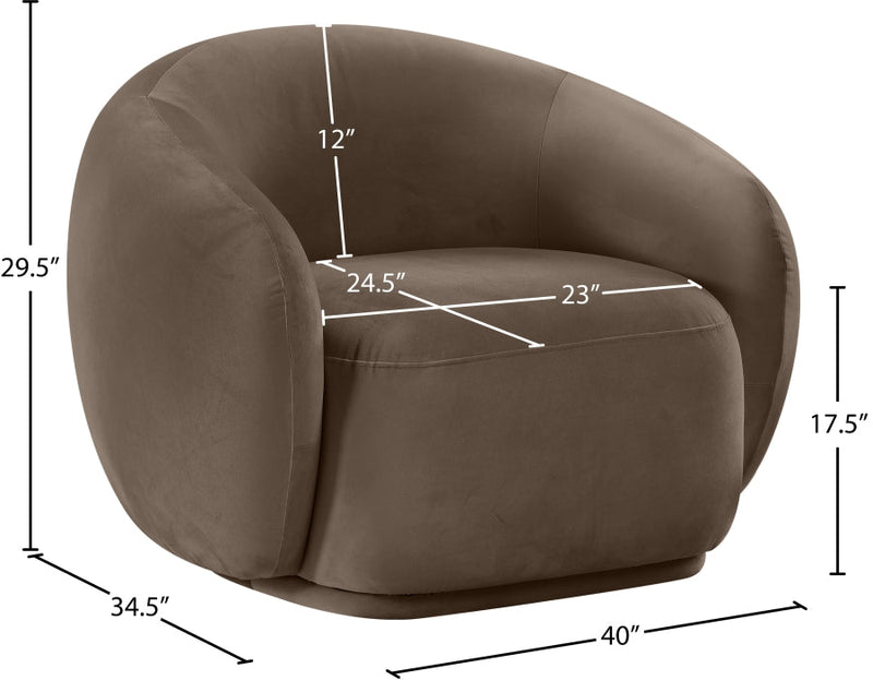 Emery Velvet Upholstered Accent Chair in Brown - 44044Brown-C