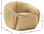Emery Velvet Upholstered Accent Chair in Camel - 44044Camel-C