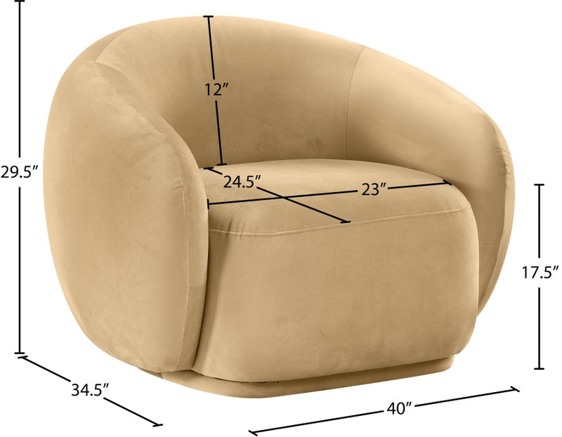 Emery Velvet Upholstered Accent Chair in Camel - 44044Camel-C