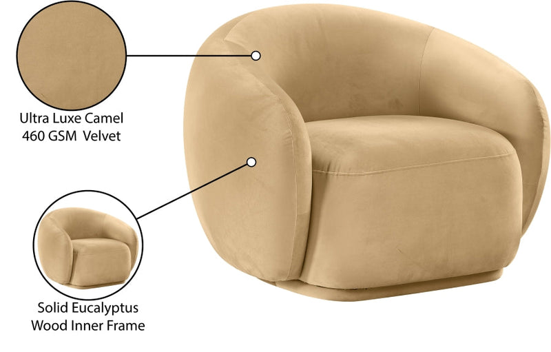 Emery Velvet Upholstered Accent Chair in Camel - 44044Camel-C