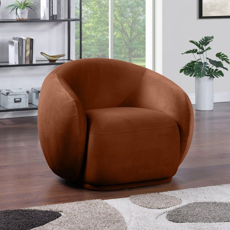 Emery Velvet Upholstered Accent Chair in Cognac - 44044Cognac-C
