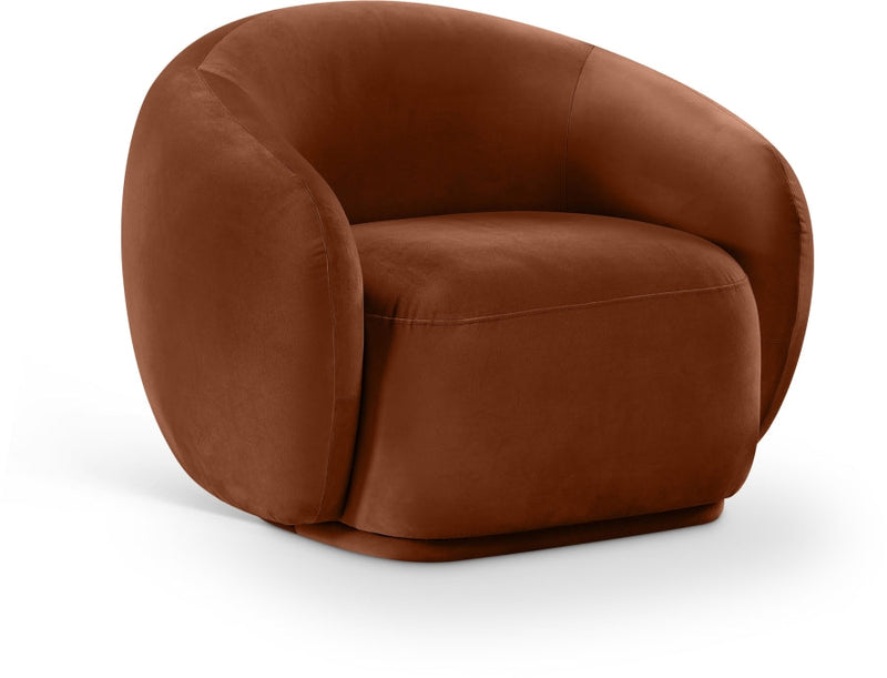 Emery Velvet Upholstered Accent Chair in Cognac - 44044Cognac-C