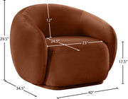 Emery Velvet Upholstered Accent Chair in Cognac - 44044Cognac-C