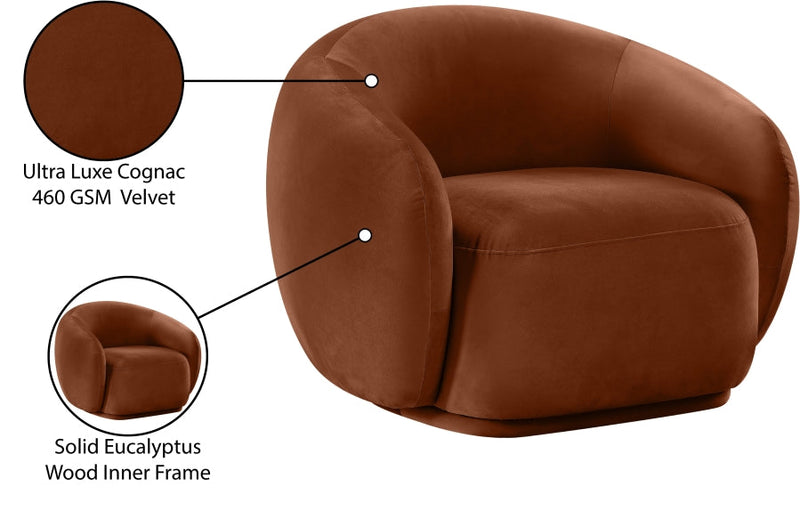 Emery Velvet Upholstered Accent Chair in Cognac - 44044Cognac-C