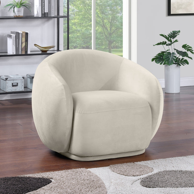 Emery Velvet Upholstered Accent Chair in Cream - 44044Cream-C