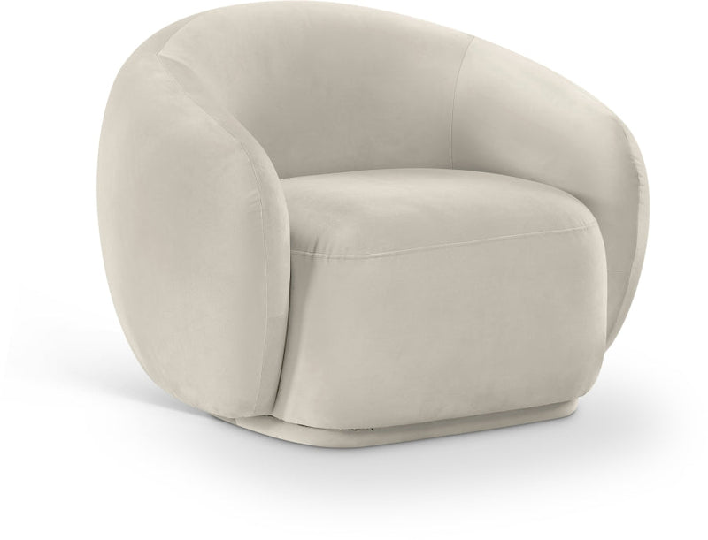 Emery Velvet Upholstered Accent Chair in Cream - 44044Cream-C