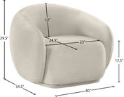 Emery Velvet Upholstered Accent Chair in Cream - 44044Cream-C