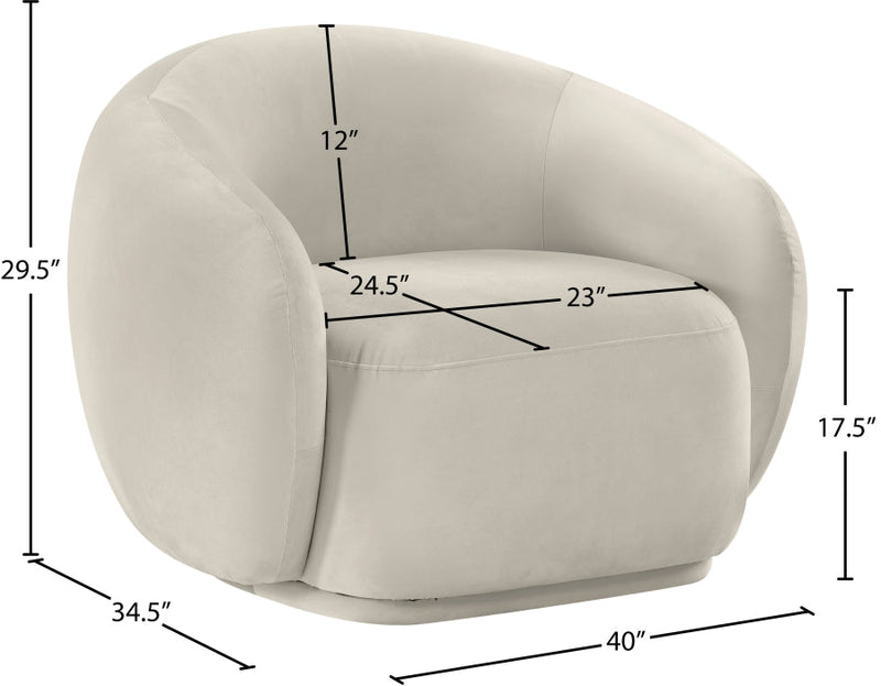Emery Velvet Upholstered Accent Chair in Cream - 44044Cream-C
