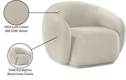 Emery Velvet Upholstered Accent Chair in Cream - 44044Cream-C