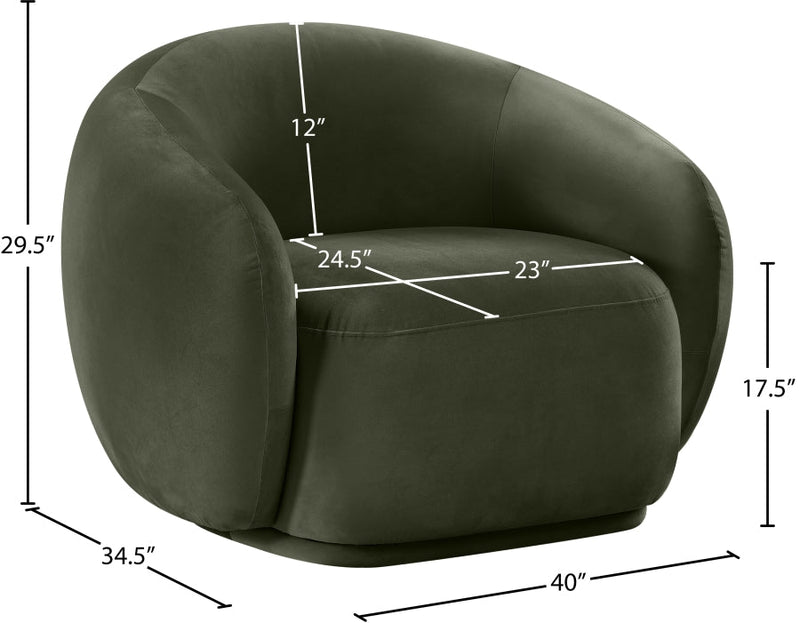 Emery Velvet Upholstered Accent Chair in Green - 44044Green-C