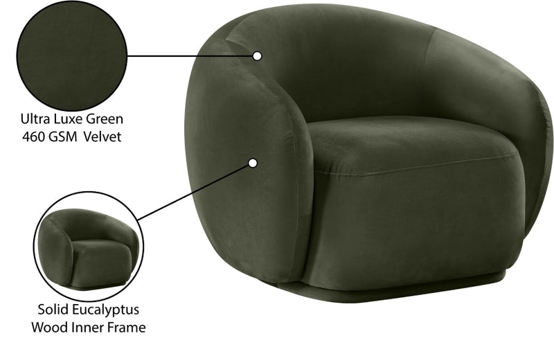 Emery Velvet Upholstered Accent Chair in Green - 44044Green-C