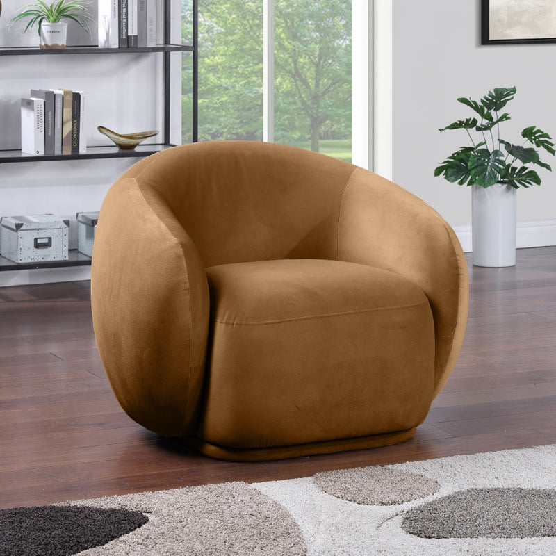 Emery Velvet Upholstered Accent Chair in Saddle - 44044Saddle-C