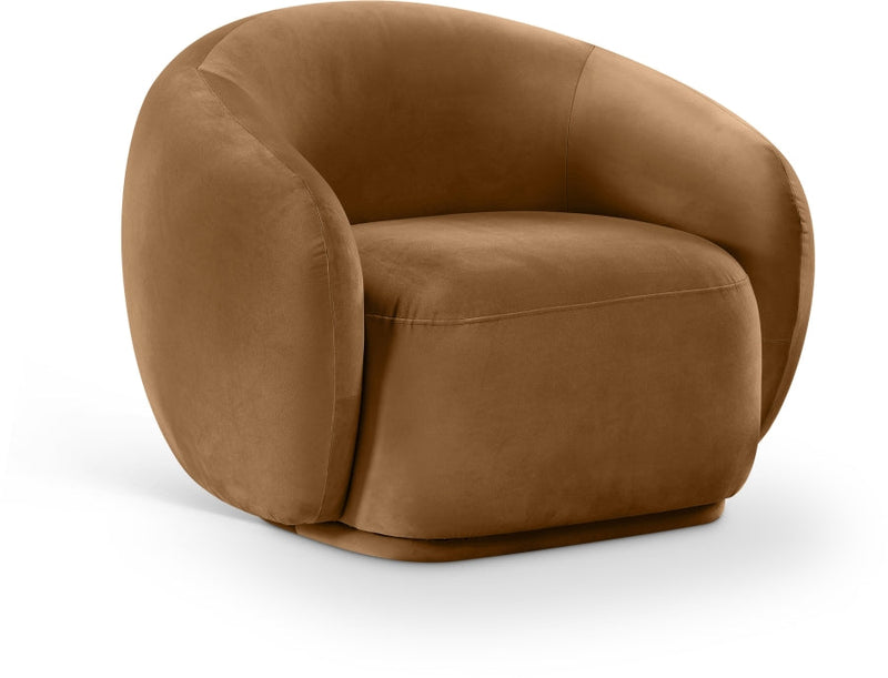 Emery Velvet Upholstered Accent Chair in Saddle - 44044Saddle-C