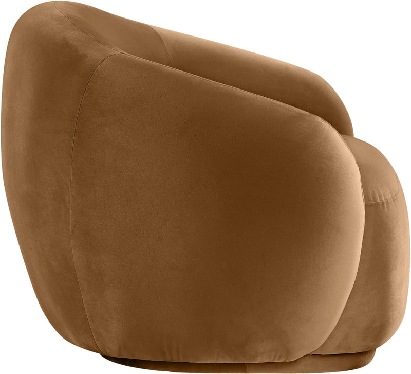 Emery Velvet Upholstered Accent Chair in Saddle - 44044Saddle-C