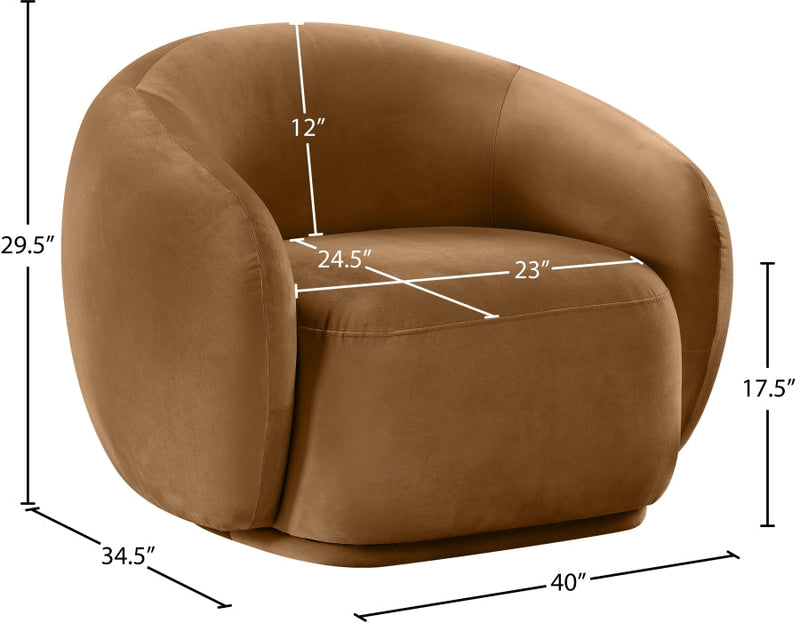 Emery Velvet Upholstered Accent Chair in Saddle - 44044Saddle-C