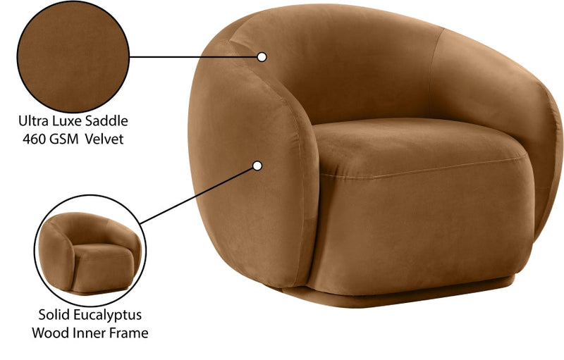 Emery Velvet Upholstered Accent Chair in Saddle - 44044Saddle-C