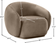 Emery Velvet Upholstered Accent Chair in Taupe - 44044Taupe-C