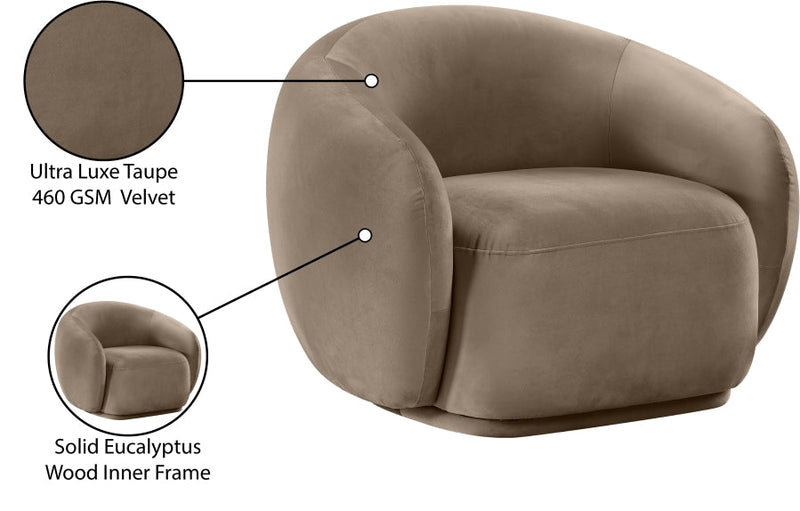 Emery Velvet Upholstered Accent Chair in Taupe - 44044Taupe-C