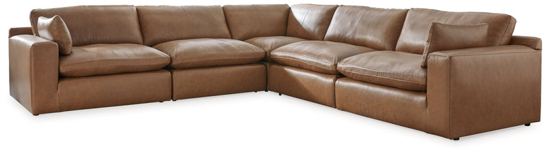 Emilia Caramel 5-Piece Sectional with Ottoman from Ashley - Luna Furniture