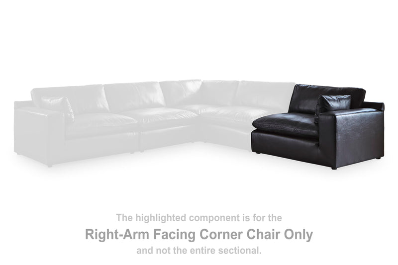 Emilia Black Right-Arm Facing Corner Chair - 3090265