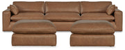 Emilia Caramel 3-Piece Sectional and 2 Ottomans - 30901U2