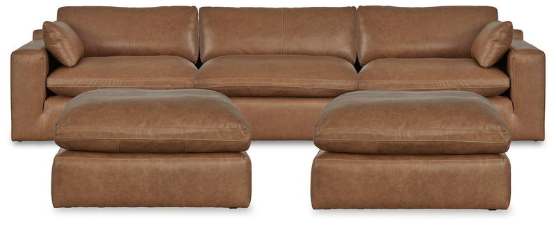 Emilia Caramel 3-Piece Sectional and 2 Ottomans - 30901U2