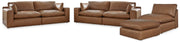 Emilia Caramel 3-Piece Sectional Sofa, 2-Piece Sectional Loveseat and Ottoman - 30901U3