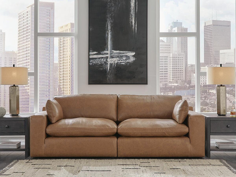 Emilia Caramel 3-Piece Sectional Sofa, 2-Piece Sectional Loveseat and Ottoman - 30901U3