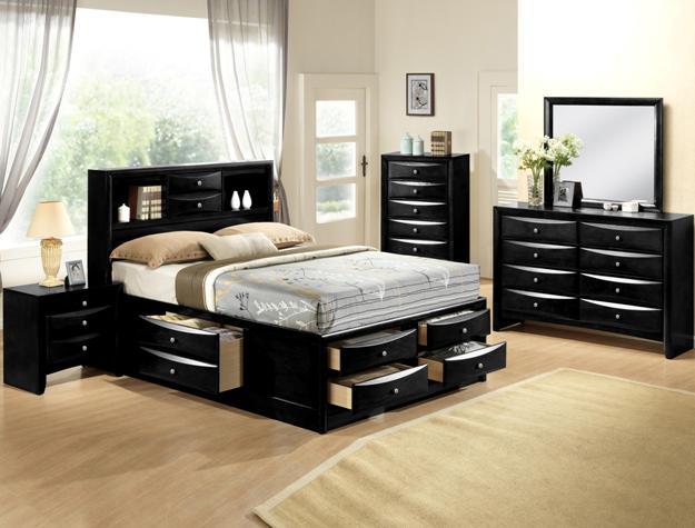 Emily Black Queen Storage Platform Bed - Gate FurnitureQueen Bed