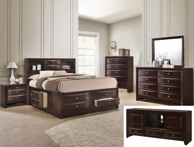 Emily Dark Cherry King Storage Platform Bed - Gate FurnitureKing Bed