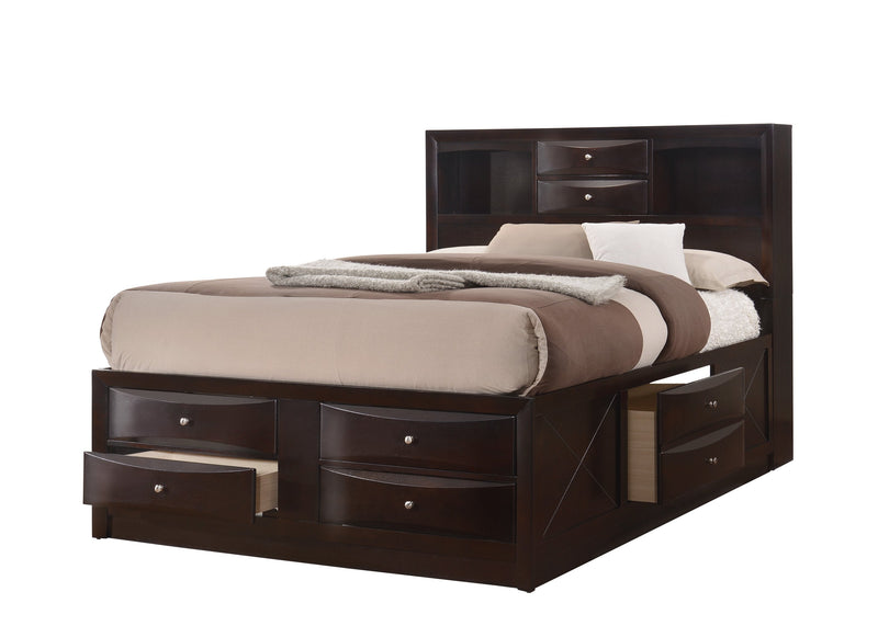 Emily Dark Cherry Queen Storage Platform Bed - Gate FurnitureQueen Bed