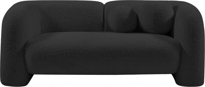 Emory 66" Boucle Fabric Upholstered Loveseat in Black - 139Black-L