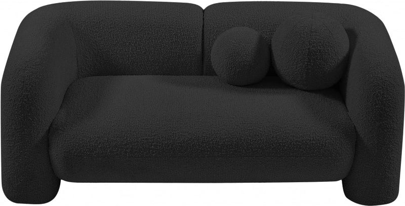 Emory 66" Boucle Fabric Upholstered Loveseat in Black - 139Black-L
