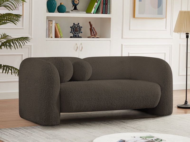 Emory 66" Boucle Fabric Upholstered Loveseat in Brown - 139Brown-L