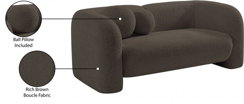 Emory 66" Boucle Fabric Upholstered Loveseat in Brown - 139Brown-L