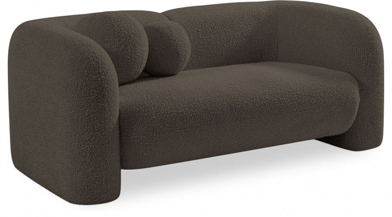 Emory 66" Boucle Fabric Upholstered Loveseat in Brown - 139Brown-L