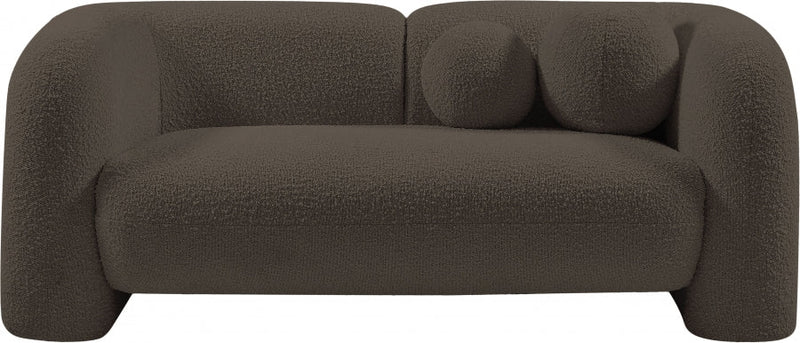 Emory 66" Boucle Fabric Upholstered Loveseat in Brown - 139Brown-L
