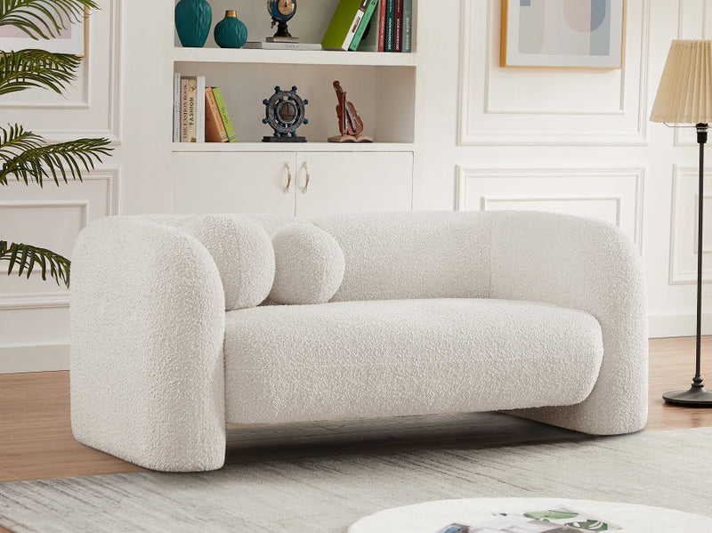 Emory 66" Boucle Fabric Upholstered Loveseat in Cream - 139Cream-L