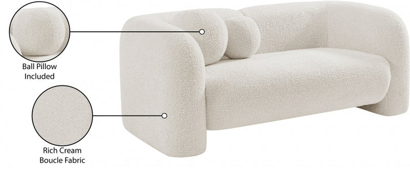 Emory 66" Boucle Fabric Upholstered Loveseat in Cream - 139Cream-L