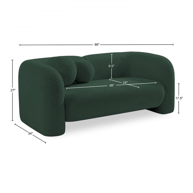 Emory 66" Boucle Fabric Upholstered Loveseat in Green - 139Green-L