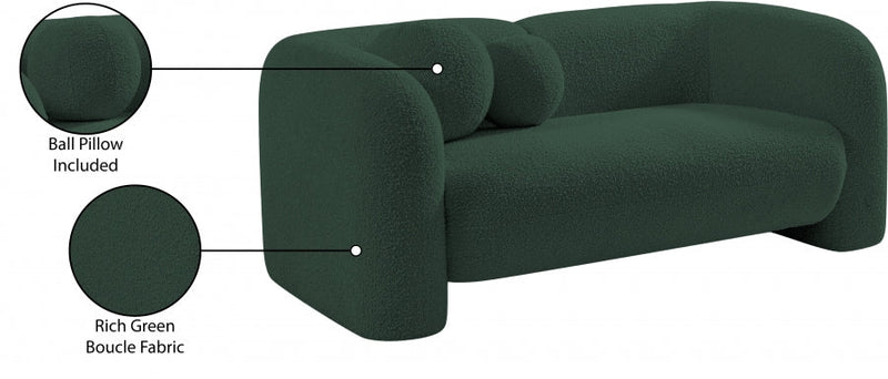 Emory 66" Boucle Fabric Upholstered Loveseat in Green - 139Green-L