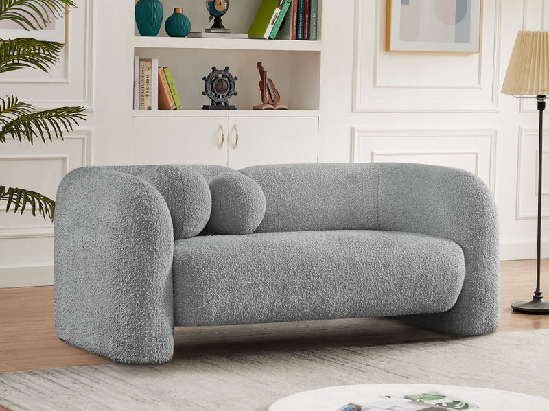 Emory 66" Boucle Fabric Upholstered Loveseat in Grey - 139Grey-L