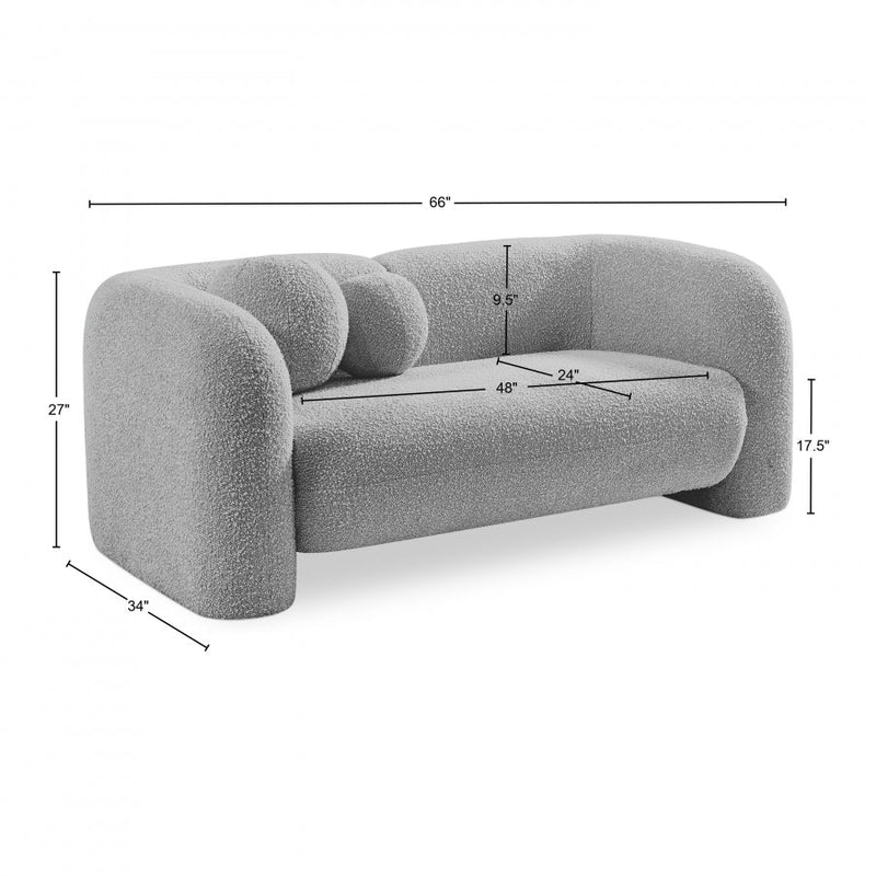 Emory 66" Boucle Fabric Upholstered Loveseat in Grey - 139Grey-L